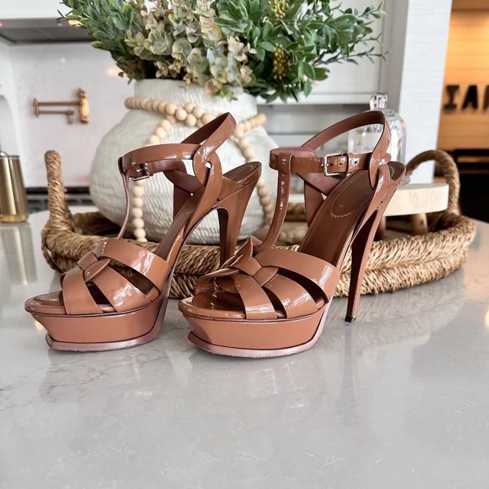 Saint Laurent Tribute Patent Platform Sandal